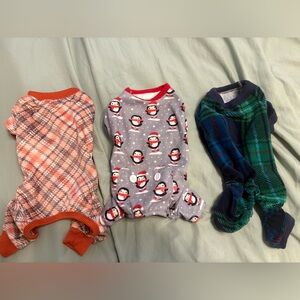 XS dog pajamas 3 pair